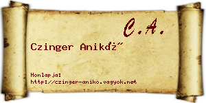 Czinger Anikó névjegykártya