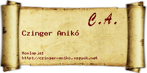 Czinger Anikó névjegykártya